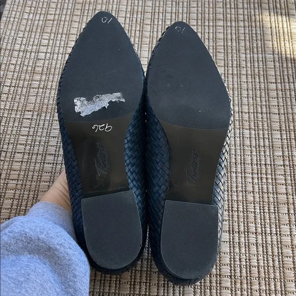 Trotters Woven Navy Blue Heeled Loafers Dress Shoes, Size 10 Wide - Picture 8 of 11